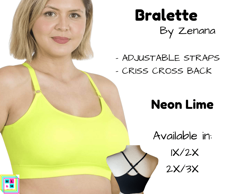 Plus Cross Back Bralette - Neon Lime-Bralette-Stay Foxy Boutique, Florissant, Missouri