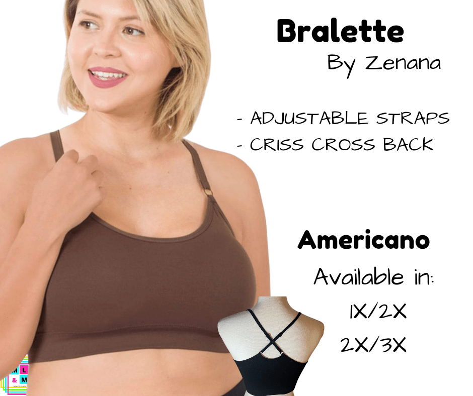 Plus Cross Back Bralette - Americano-Bralette-Stay Foxy Boutique, Florissant, Missouri