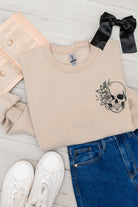 PREORDER: Embroidered Floral Skull Sweatshirt-Womens-Stay Foxy Boutique, Florissant, Missouri