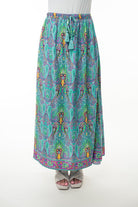 Printed Elastic Waist Band Long Skirt with Tassels in Mint Combo-Womens-Stay Foxy Boutique, Florissant, Missouri