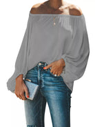 Full Size Off-Shoulder Balloon Sleeve Blouse Plus Size-Stay Foxy Boutique, Florissant, Missouri