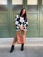 Contrast Trim Cardigan in Black Checkers-Womens-Stay Foxy Boutique, Florissant, Missouri