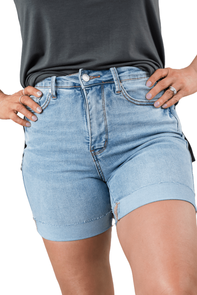 In the Moment Cool Denim Tummy Control Judy Blue Shorts-judy blue-Stay Foxy Boutique, Florissant, Missouri