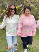 PREORDER: Just Too Good Rainbow Striped Sweater in Two Colors-Womens-Stay Foxy Boutique, Florissant, Missouri