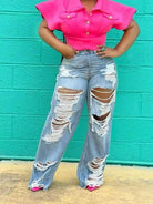 Full Size Distressed Wide Leg Jeans Plus Size-Stay Foxy Boutique, Florissant, Missouri