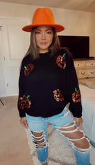 Sequin Pumpkin Sweater-Womens-Stay Foxy Boutique, Florissant, Missouri