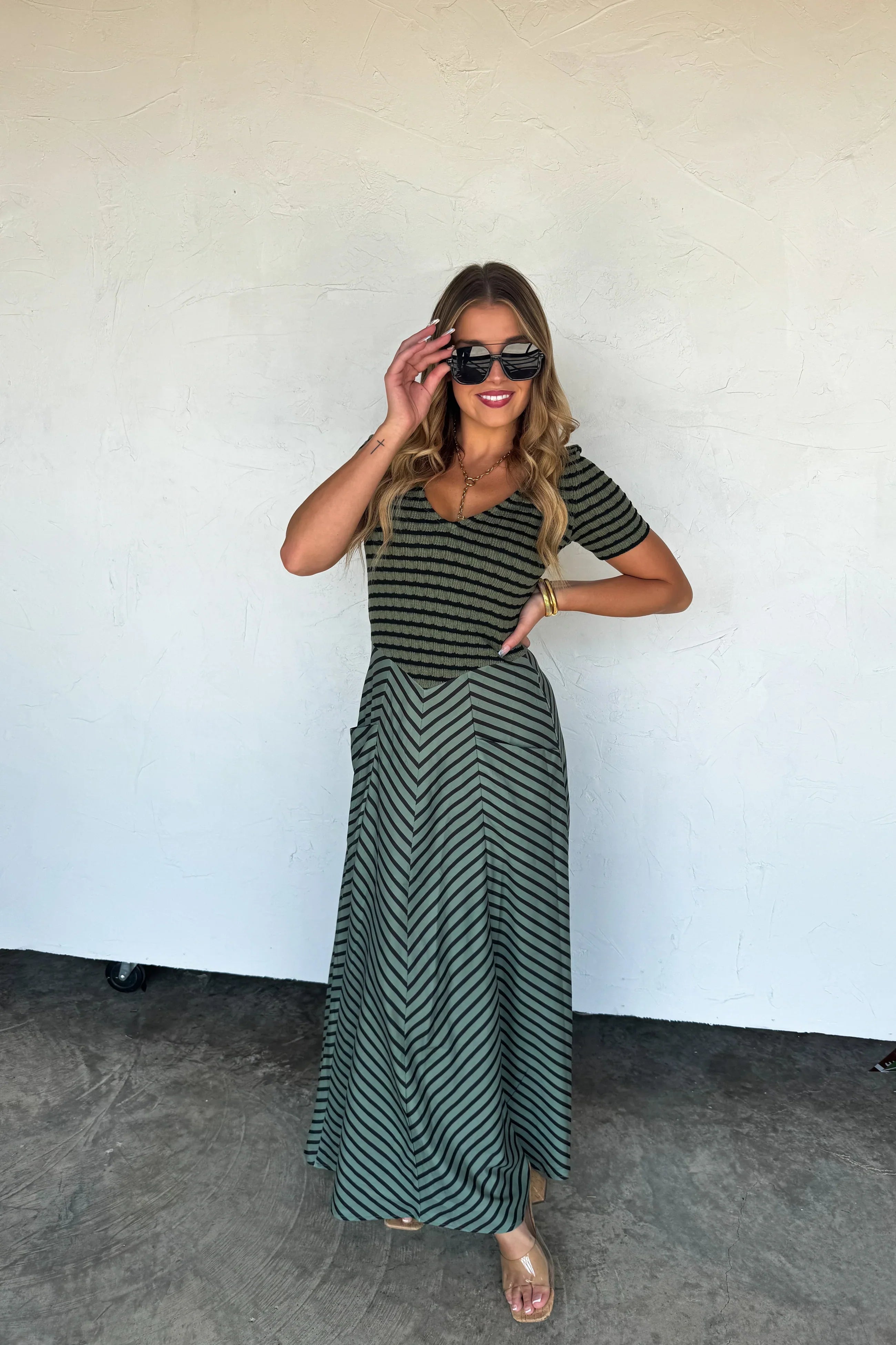 PREORDER: Calista Stripe Dress-Womens-Stay Foxy Boutique, Florissant, Missouri