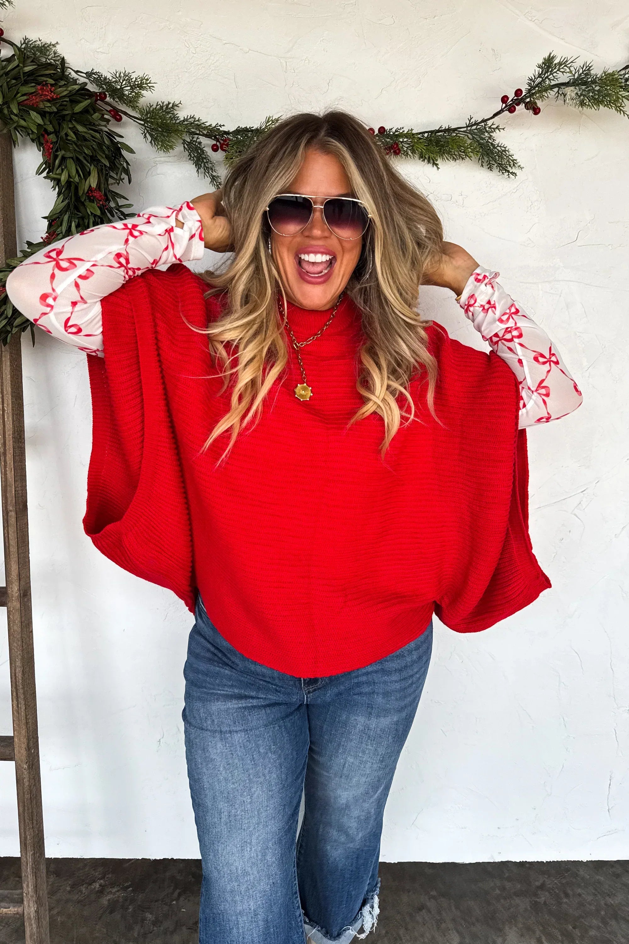 PREORDER: Holiday Meg Pullover Poncho-Womens-Stay Foxy Boutique, Florissant, Missouri