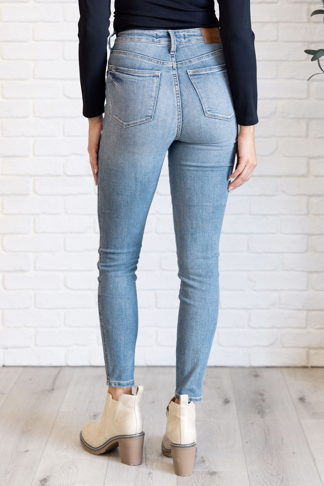 Justine High Rise Control Top Contrast Wash Skinny Jeans-Womens-Stay Foxy Boutique, Florissant, Missouri