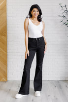 Etta High Rise Control Top Flare Jeans in Black-Denim-Stay Foxy Boutique, Florissant, Missouri