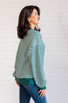 Too Good to be True Striped Drop Shoulder Top in Green-Tops-Stay Foxy Boutique, Florissant, Missouri