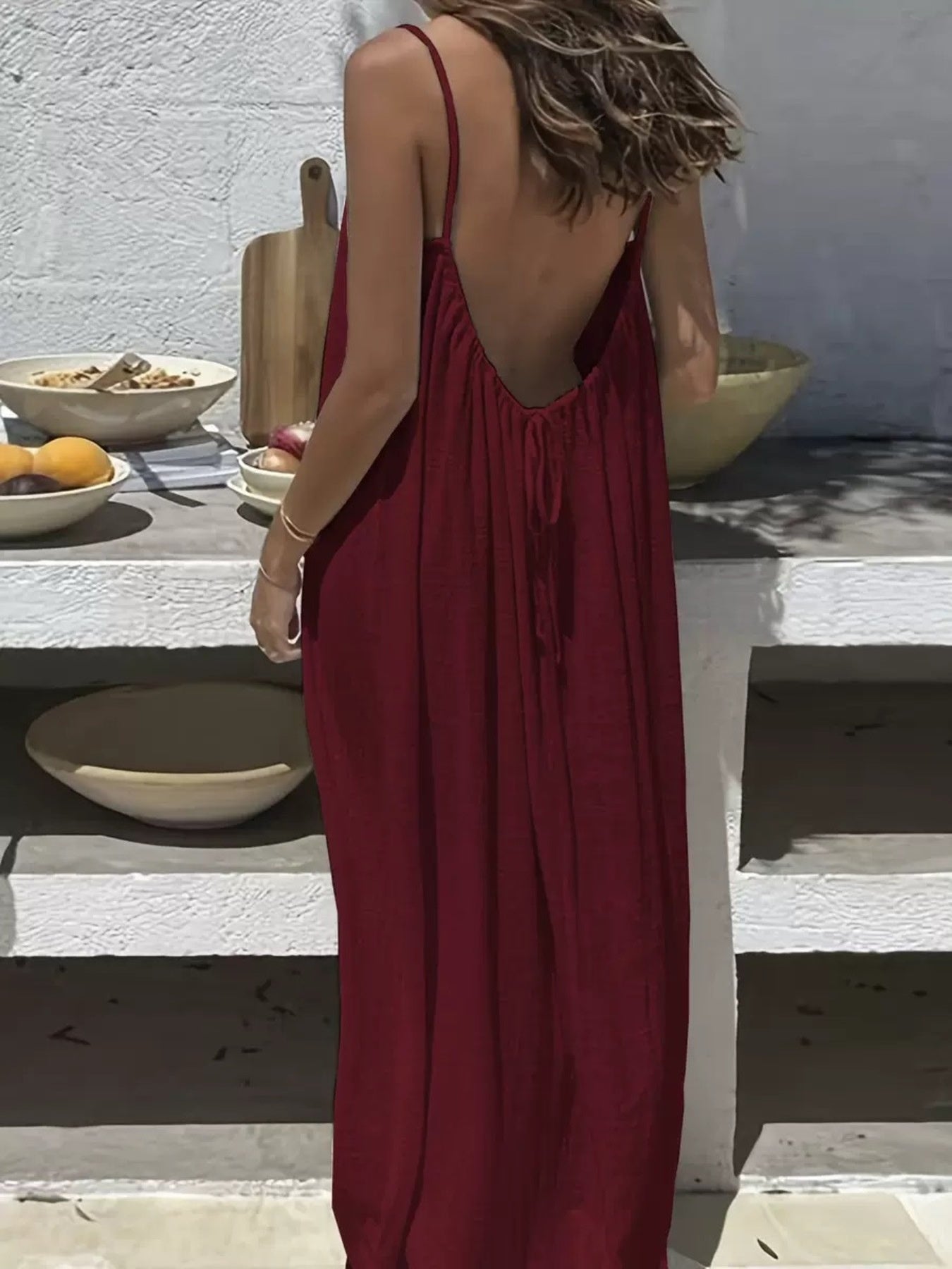 Full Size Backless Scoop Neck Maxi Dress Plus Size-Stay Foxy Boutique, Florissant, Missouri