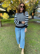 Aspen Striped Sleeve Sweater in Four Colors-Womens-Stay Foxy Boutique, Florissant, Missouri