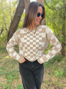 All Checkered Out Sweater in Four Colors-Womens-Stay Foxy Boutique, Florissant, Missouri