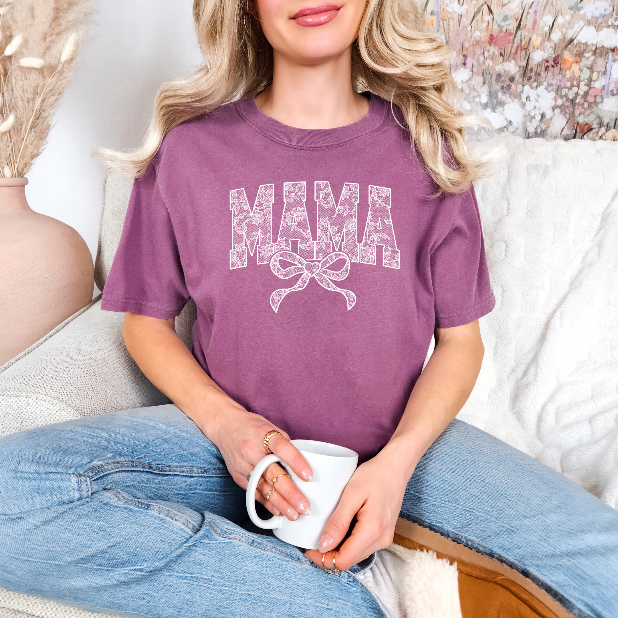 Lace Names Graphic Tee in Berry-Womens-Stay Foxy Boutique, Florissant, Missouri