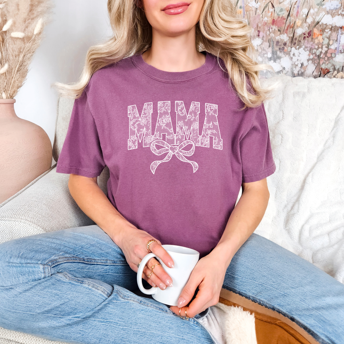 Lace Names Graphic Tee in Berry-Womens-Stay Foxy Boutique, Florissant, Missouri