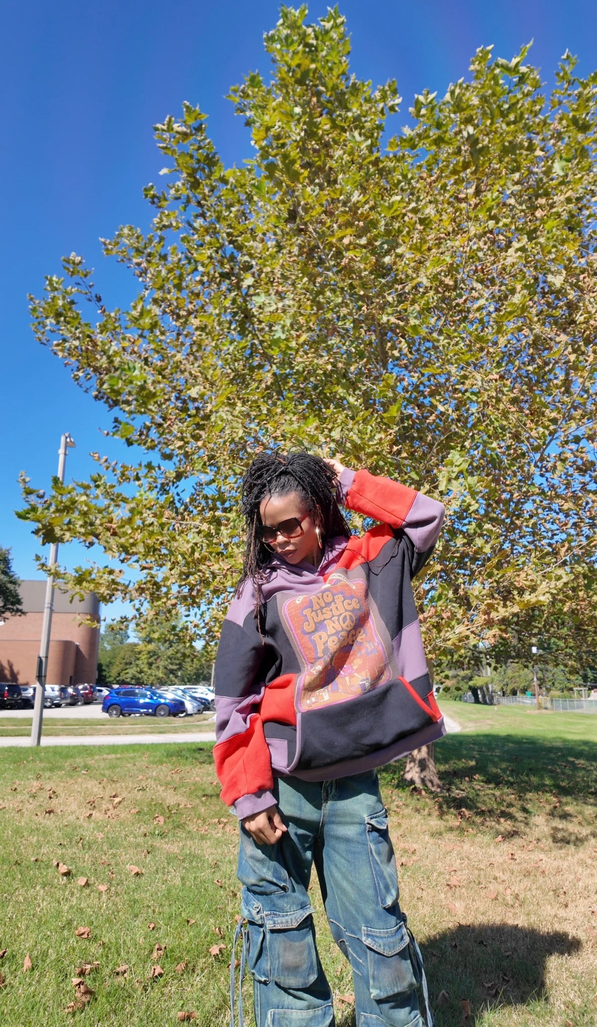 No Justice Patchwork Hoodie | STAY Bold 2 Scoops-Stay Foxy Boutique, Florissant, Missouri