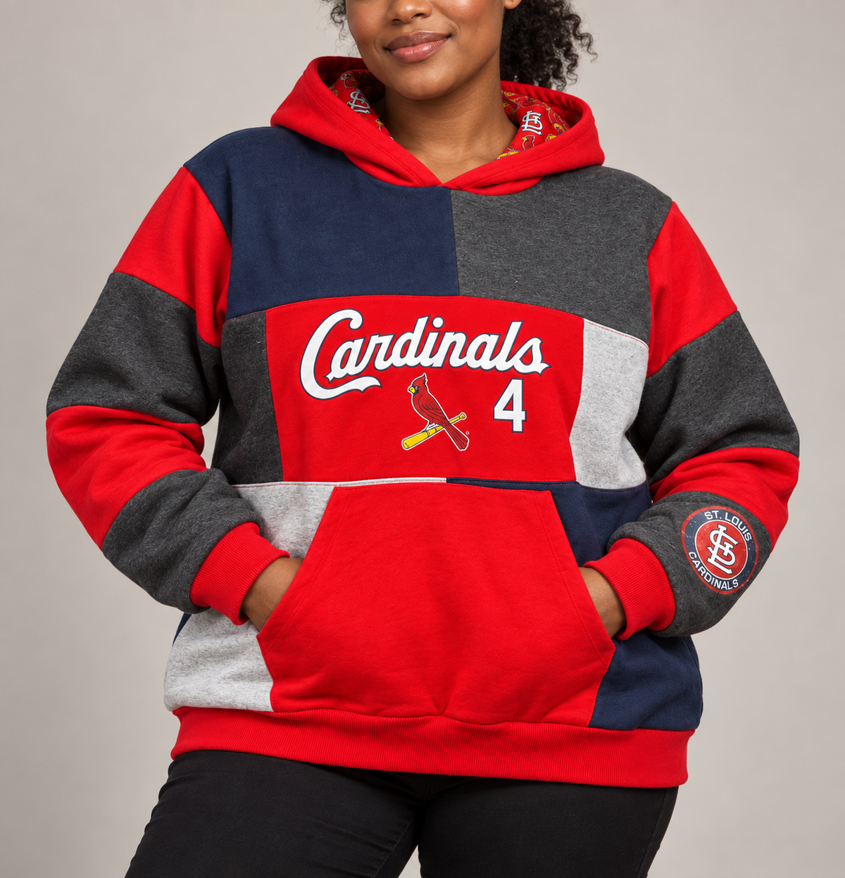Cardinals Patchwork Hoodie | STAY Bold 3 Scoops-Stay Foxy Boutique, Florissant, Missouri