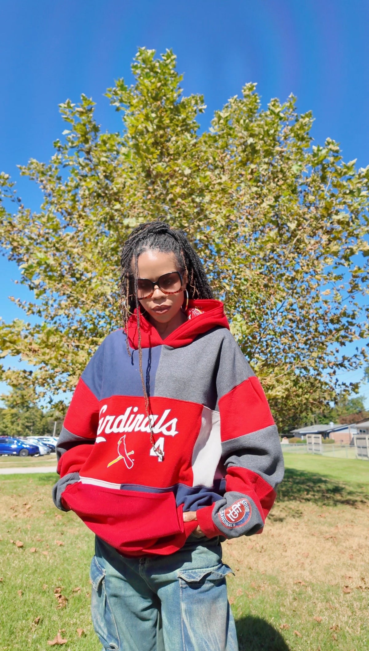 Cardinals Patchwork Hoodie | STAY Bold 3 Scoops-Stay Foxy Boutique, Florissant, Missouri