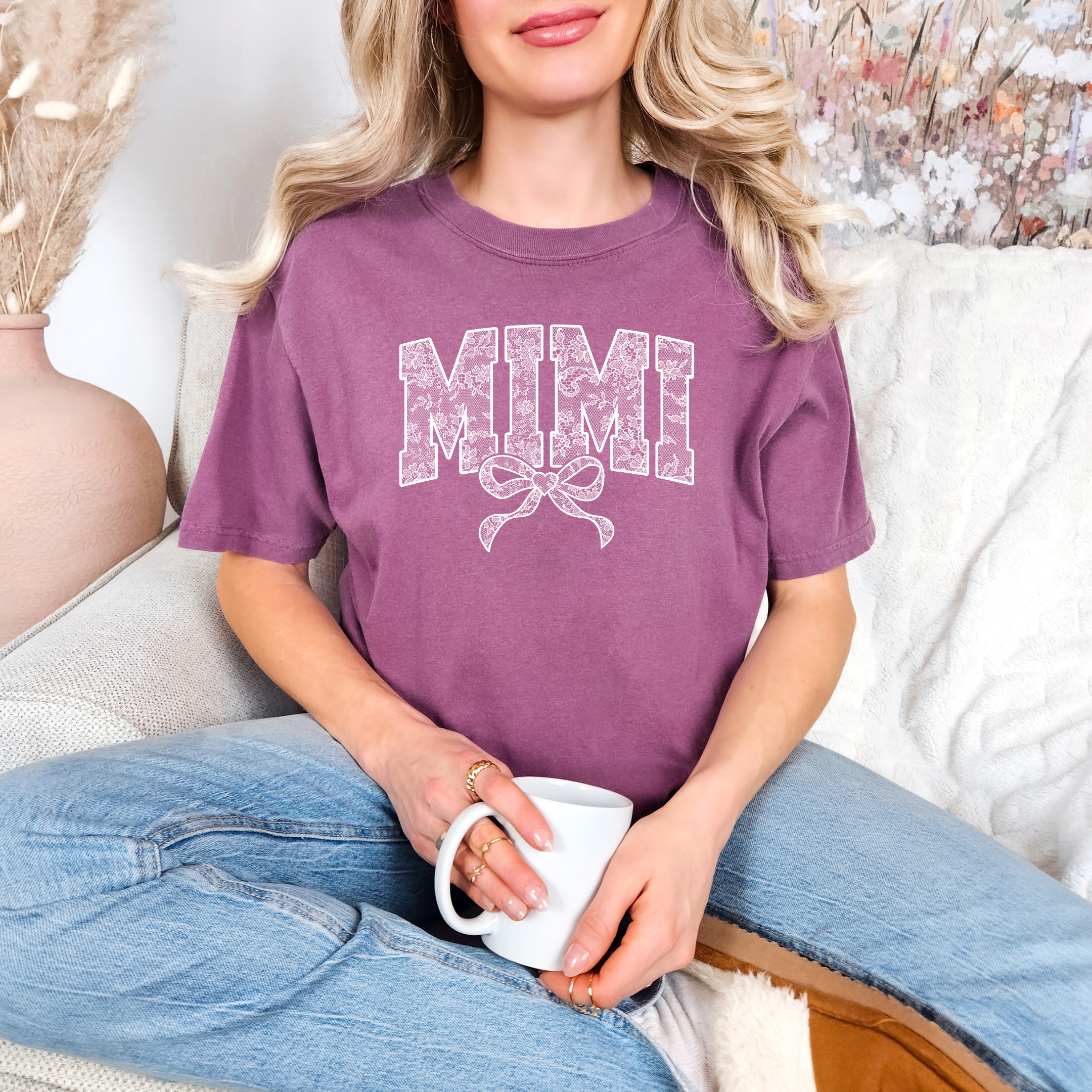 Lace Names Graphic Tee in Berry-Womens-Stay Foxy Boutique, Florissant, Missouri