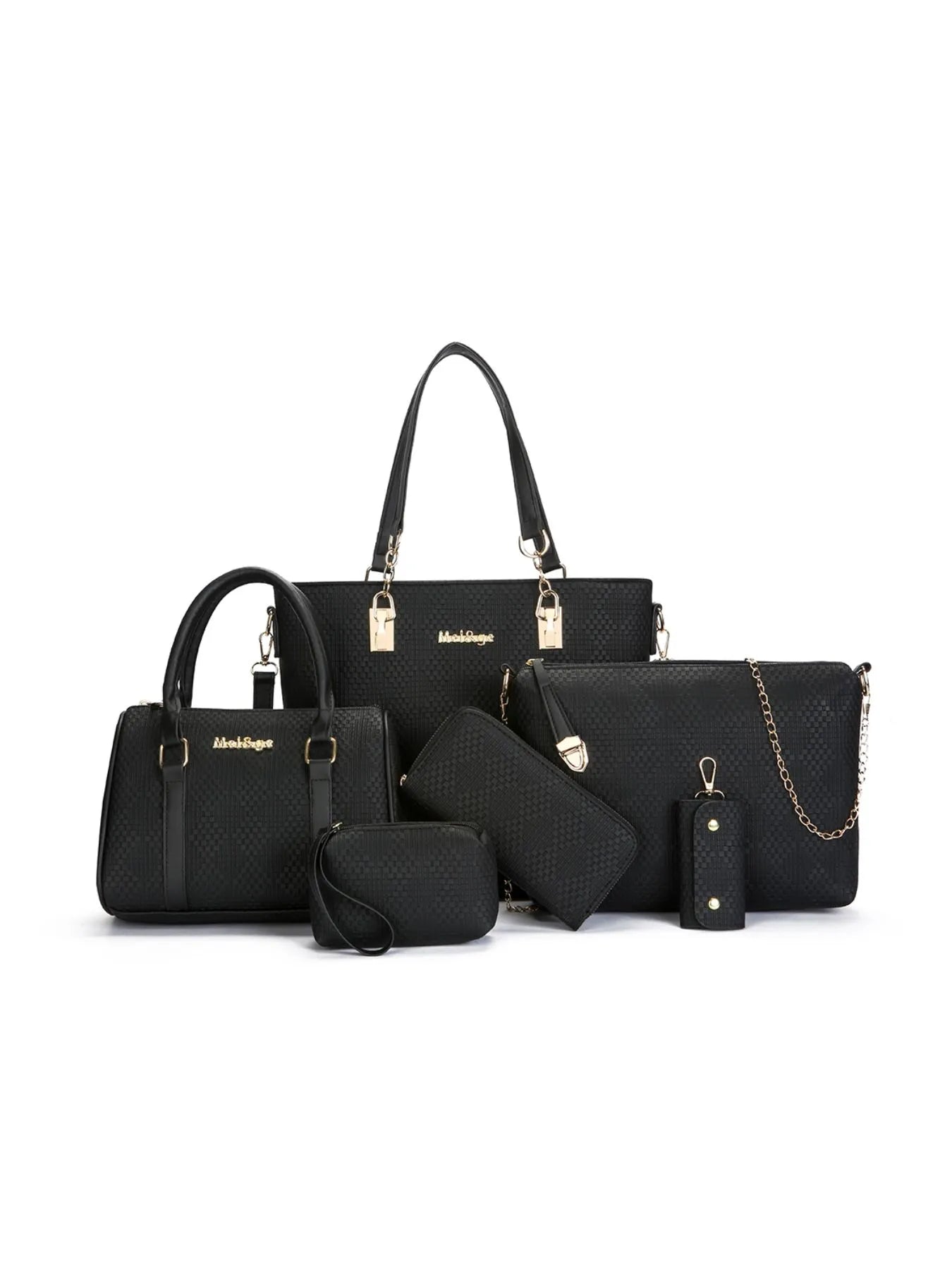 6-Piece Leather Textured Bag Set-Stay Foxy Boutique, Florissant, Missouri