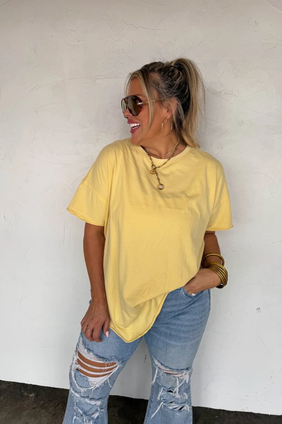 PREORDER: Blakeley Spring Joey Washed Cotton Boyfriend Tee-Womens-Stay Foxy Boutique, Florissant, Missouri