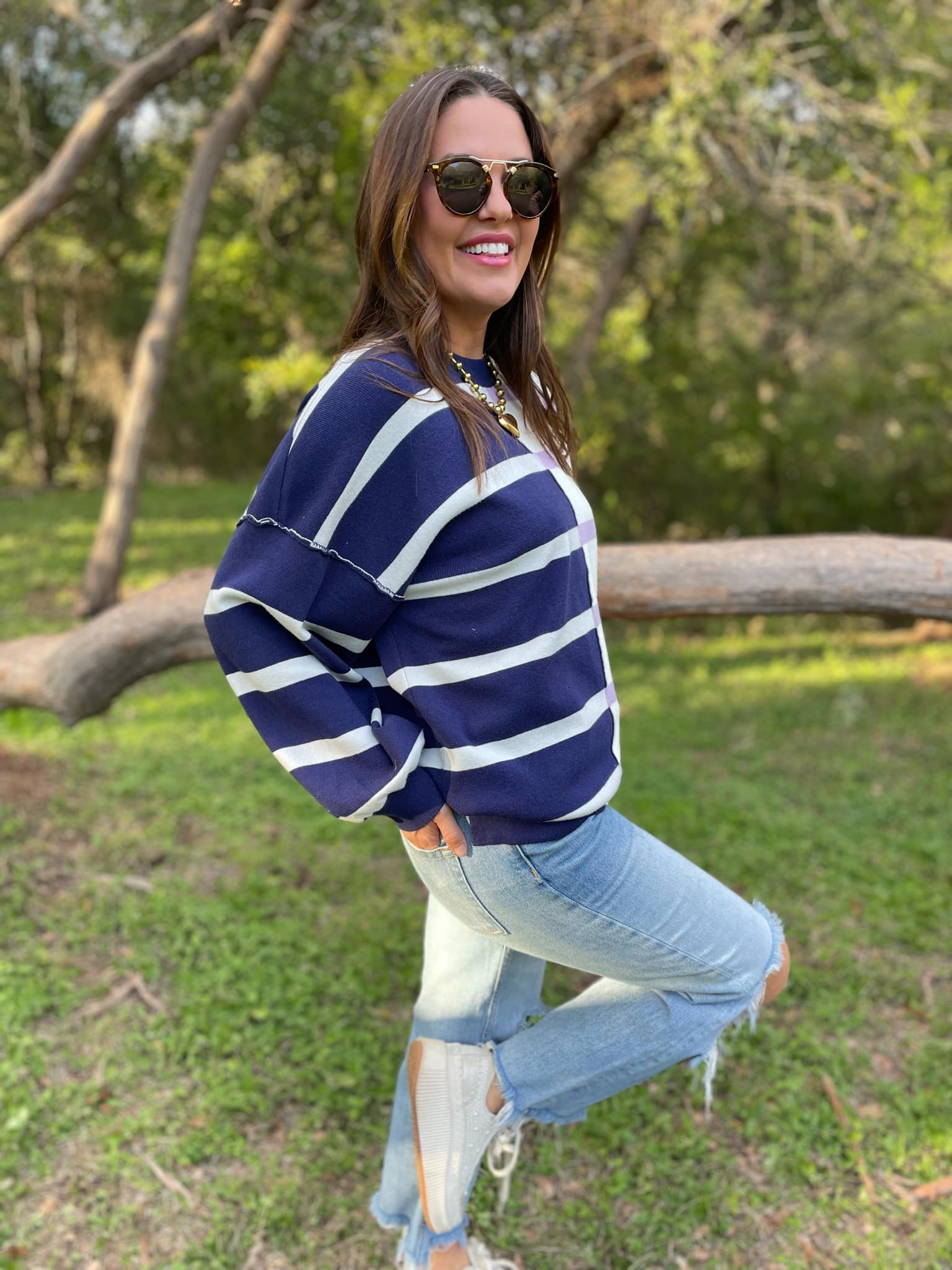 PREORDER: Exceptional Thought Striped Patchwork Sweater in Three Colors-Womens-Stay Foxy Boutique, Florissant, Missouri