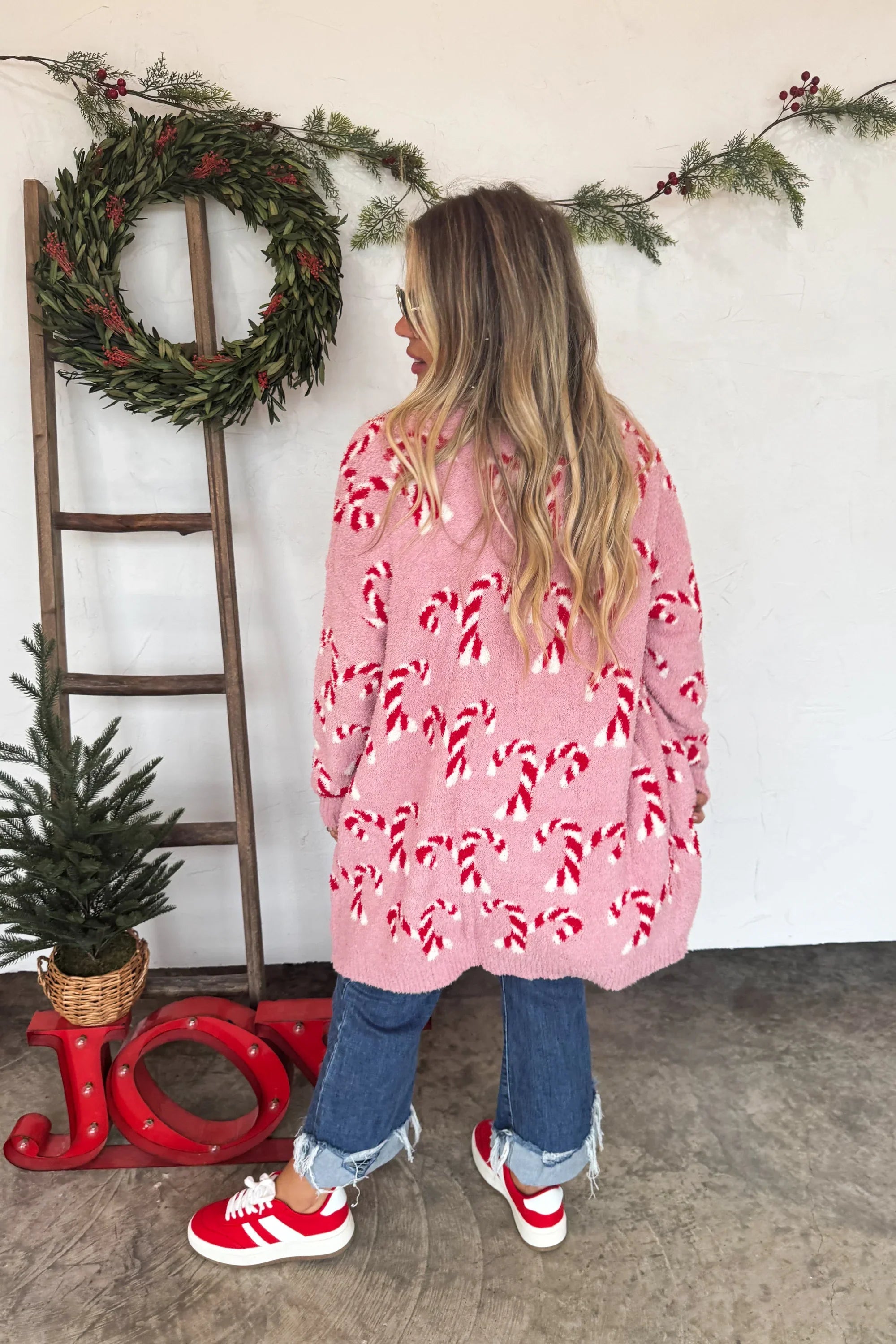 PREORDER: Christmas Cloud Cardigan Candy Cane-Womens-Stay Foxy Boutique, Florissant, Missouri
