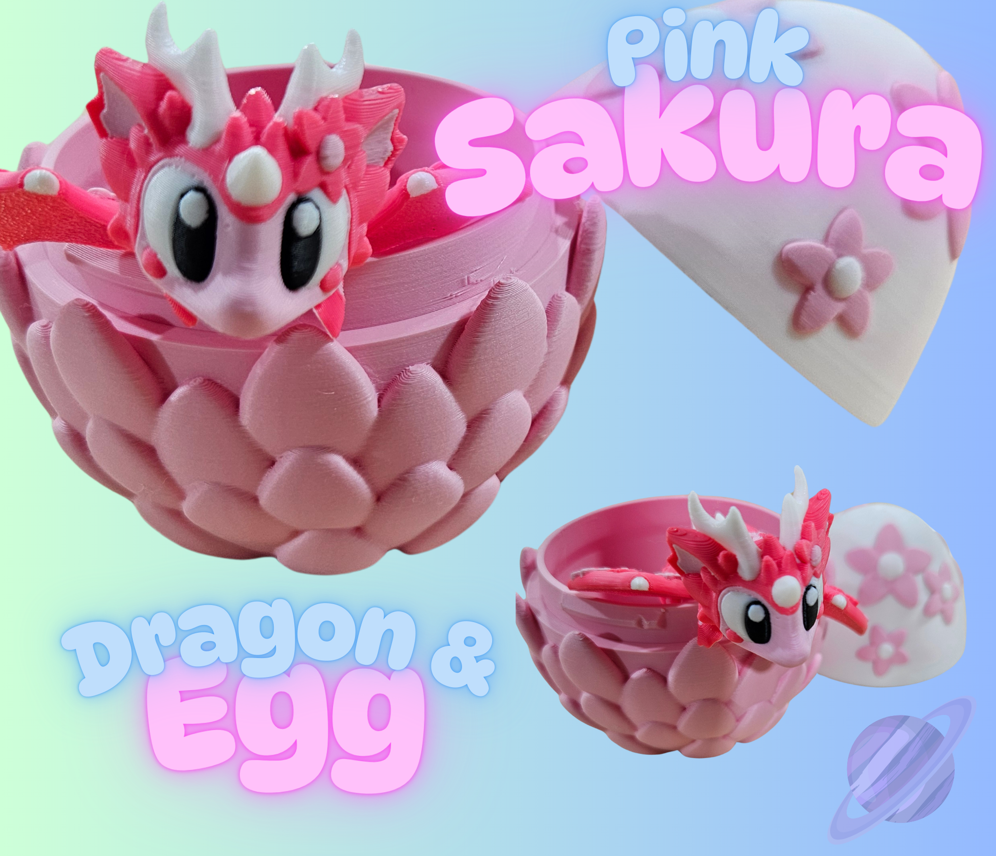 3D PRINTED PINK SAKURA DRAGON AND EGG-Stay Foxy Boutique, Florissant, Missouri