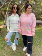 PREORDER: Just Too Good Rainbow Striped Sweater in Two Colors-Womens-Stay Foxy Boutique, Florissant, Missouri