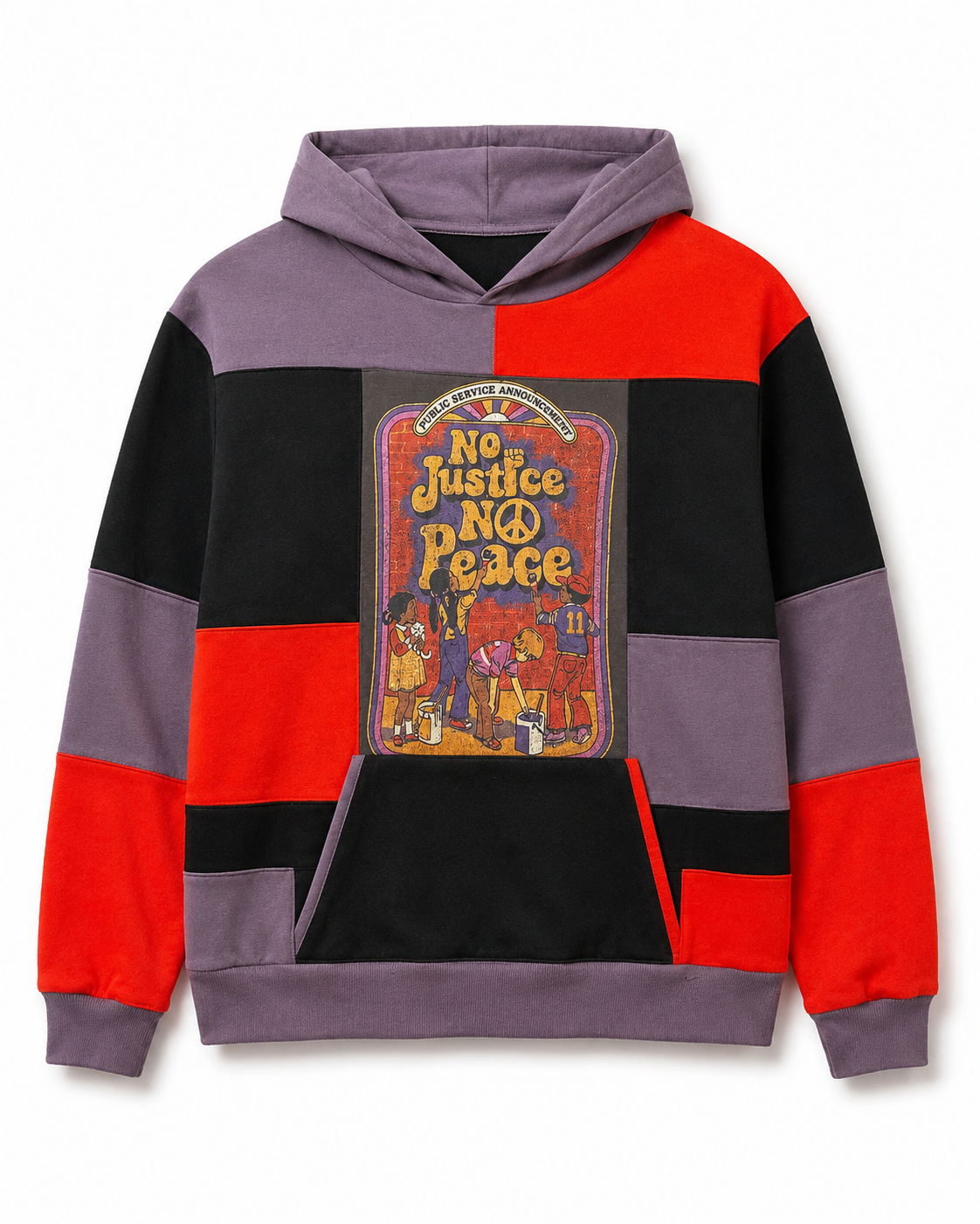 No Justice Patchwork Hoodie | STAY Bold 2 Scoops-Stay Foxy Boutique, Florissant, Missouri