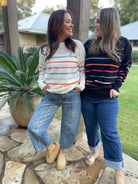 Come On Get Happy Striped Sweater in Two Colors-Womens-Stay Foxy Boutique, Florissant, Missouri