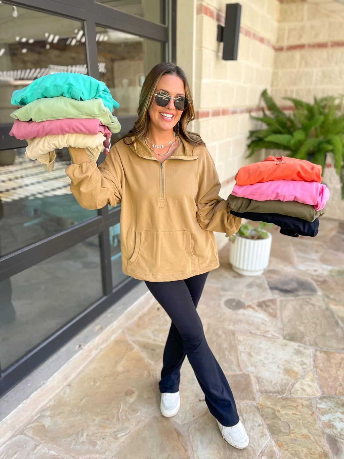 Hendrick Half Zip Hoodie in Nine Colors-Womens-Stay Foxy Boutique, Florissant, Missouri