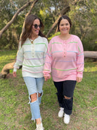 PREORDER: Just Too Good Rainbow Striped Sweater in Two Colors-Womens-Stay Foxy Boutique, Florissant, Missouri