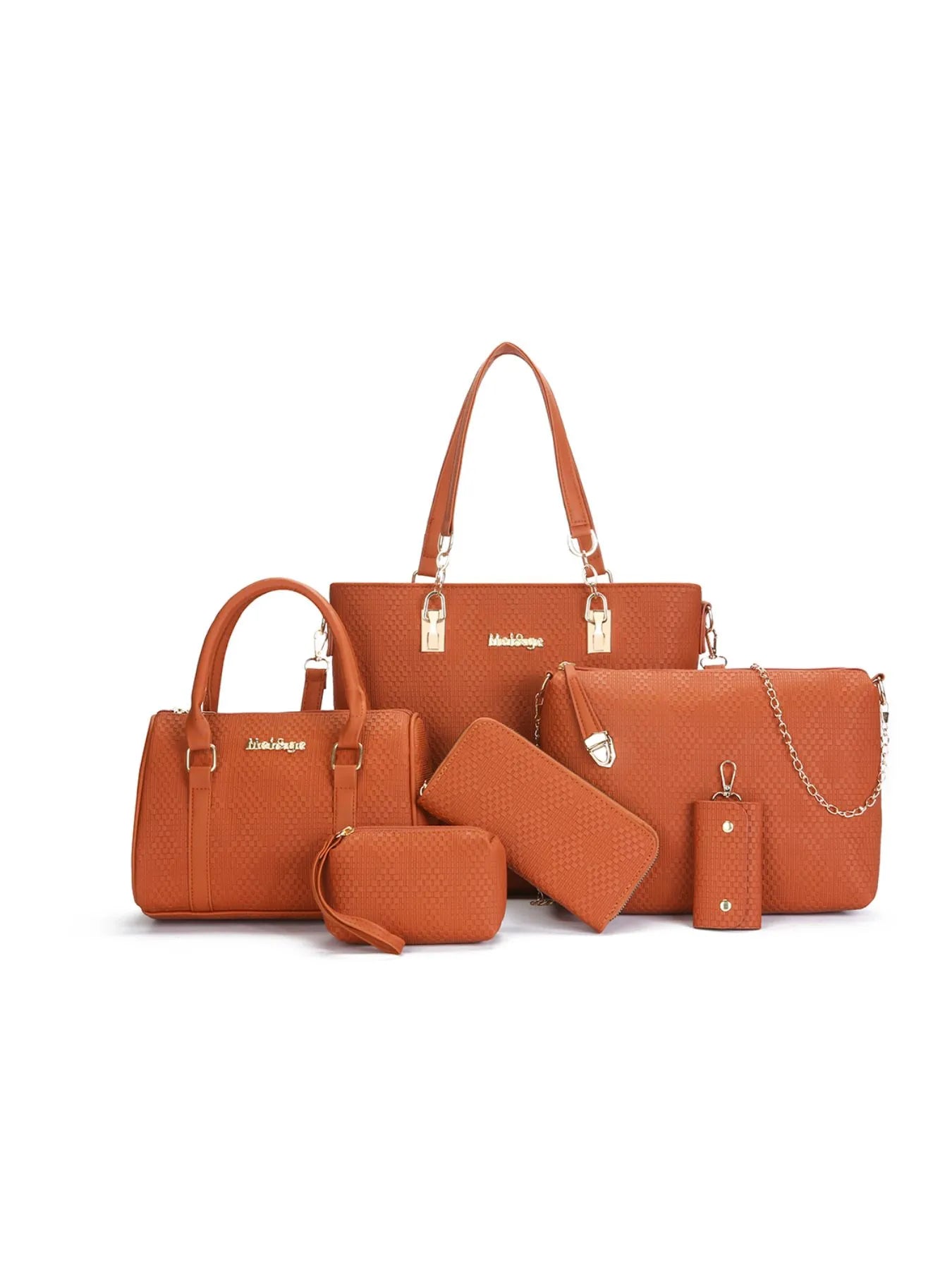 6-Piece Leather Textured Bag Set-Stay Foxy Boutique, Florissant, Missouri