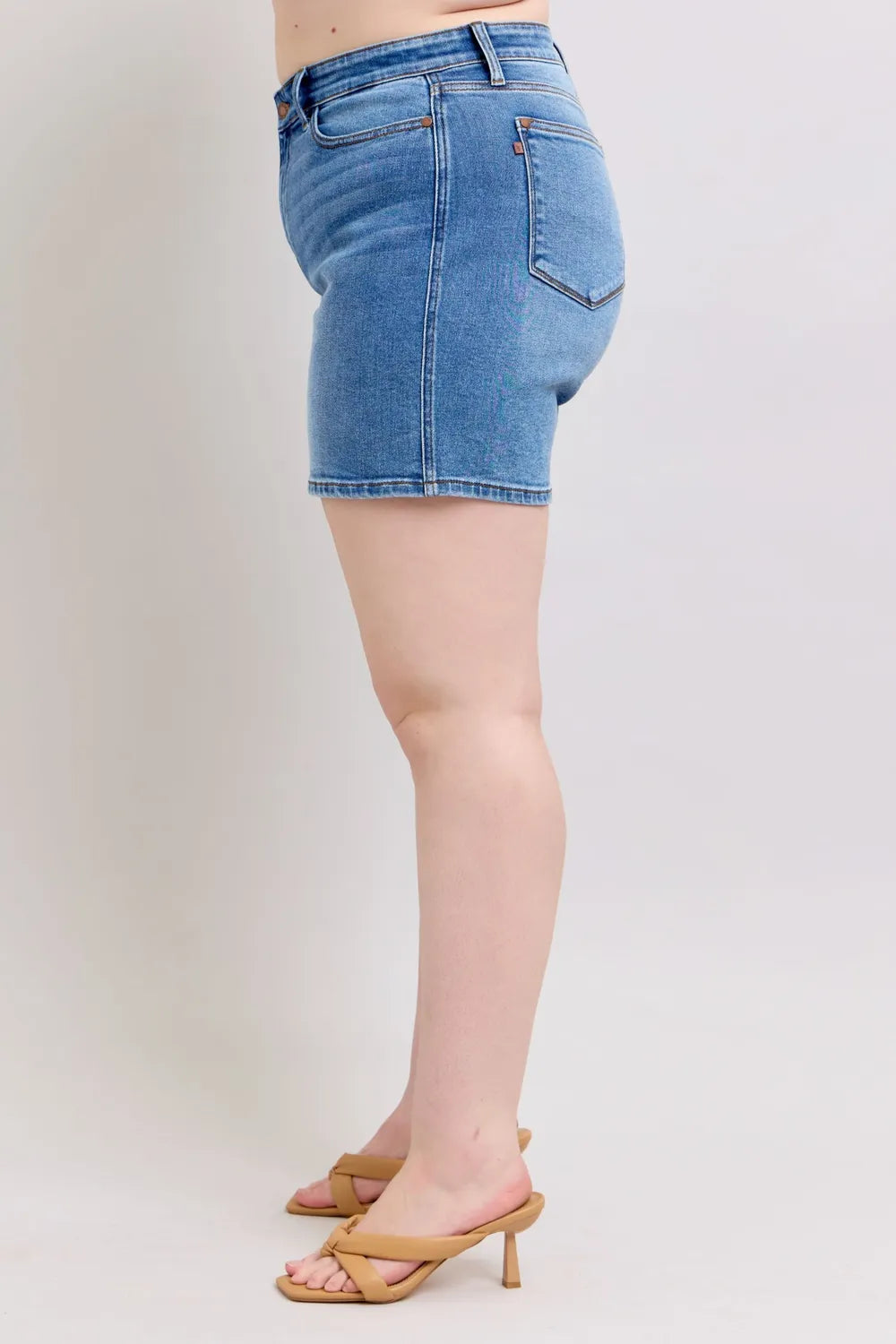 Judy Blue Full Size 2 Button Denim Shorts with Pockets Plus Size-Stay Foxy Boutique, Florissant, Missouri