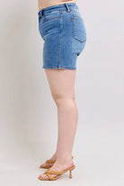 Judy Blue Full Size 2 Button Denim Shorts with Pockets Plus Size-Stay Foxy Boutique, Florissant, Missouri
