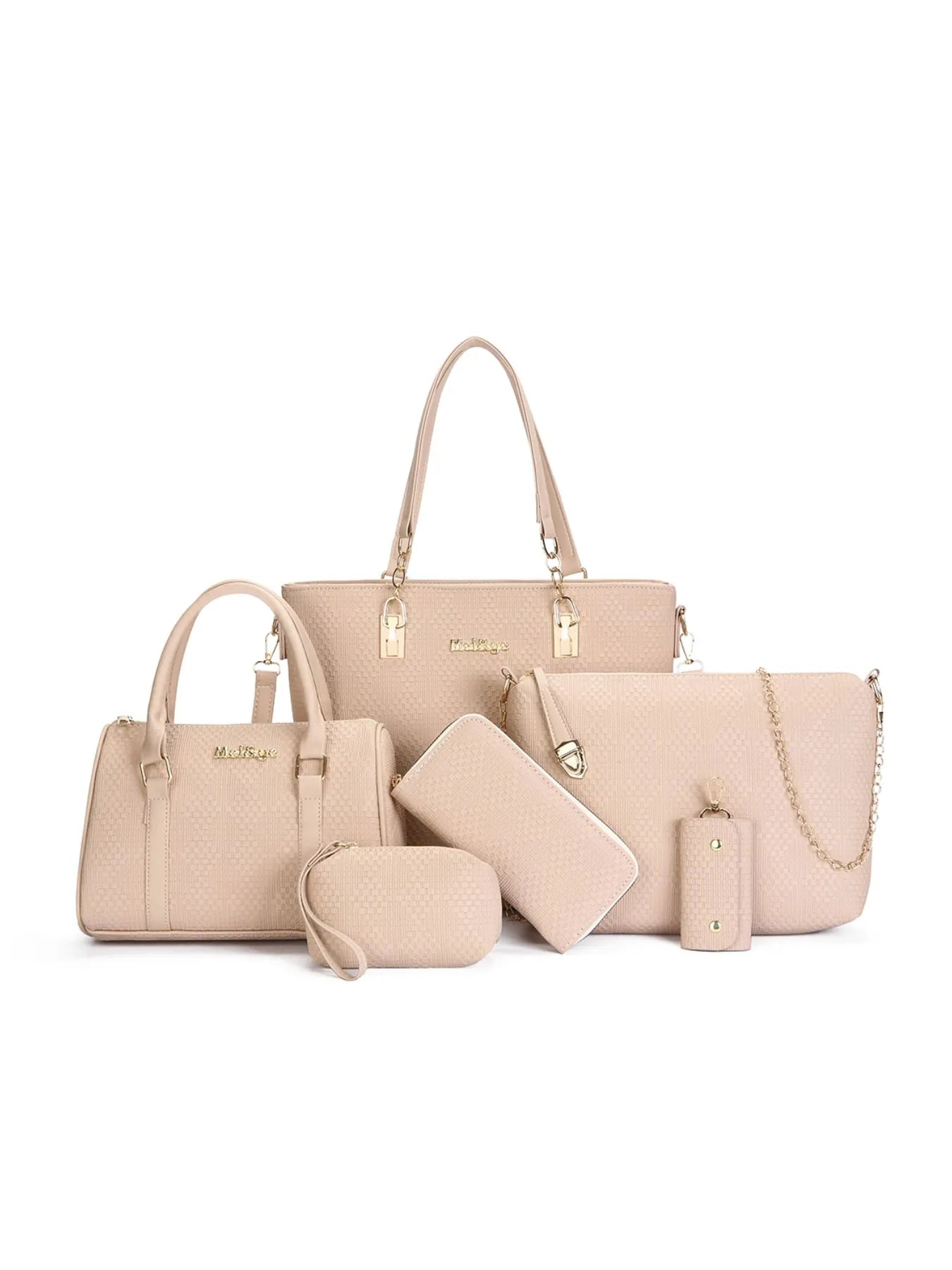 6-Piece Leather Textured Bag Set-Stay Foxy Boutique, Florissant, Missouri