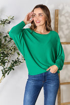 Zenana Full Size Round Neck Batwing Sleeve Blouse-Stay Foxy Boutique, Florissant, Missouri