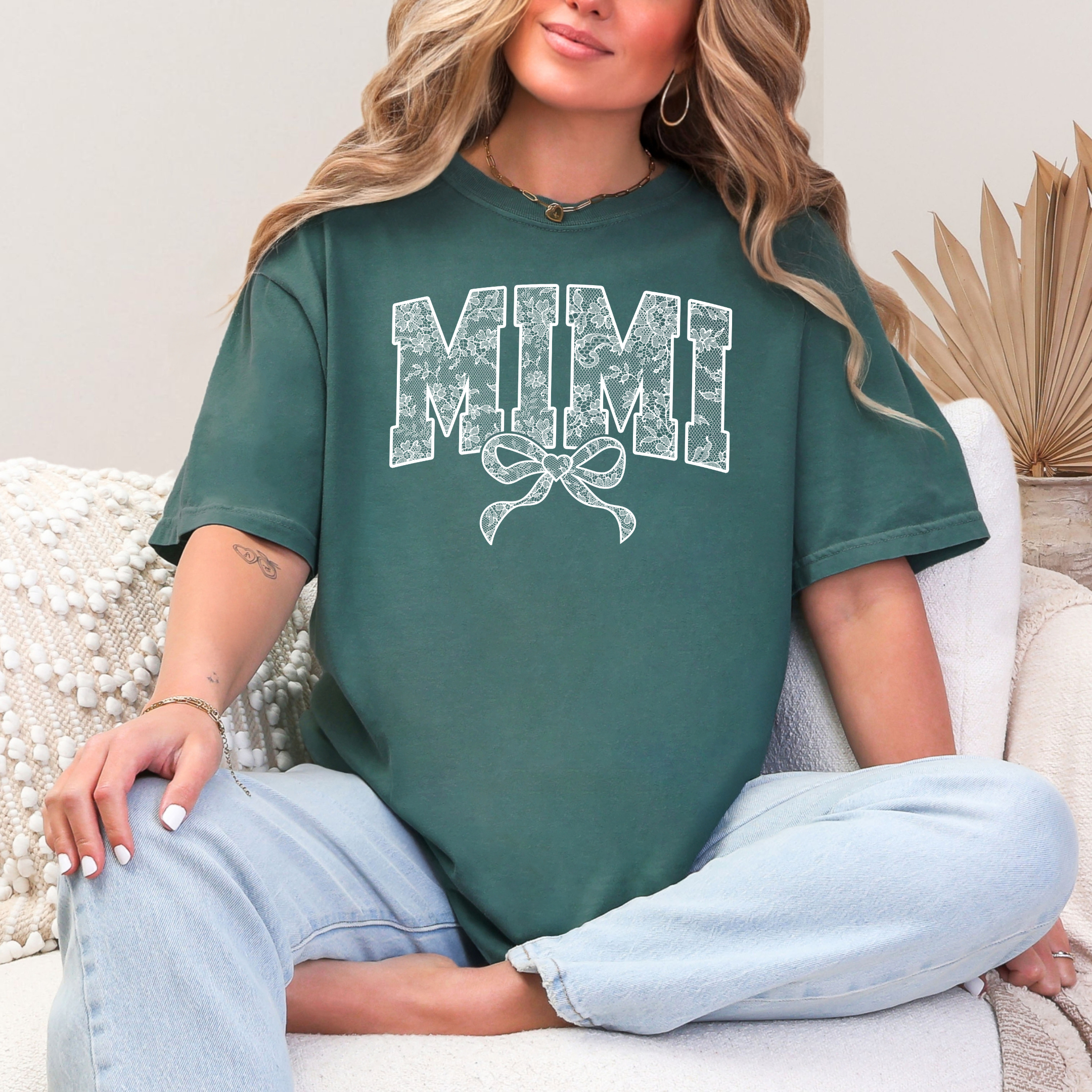 Lace Names Graphic Tee in Spruce-Womens-Stay Foxy Boutique, Florissant, Missouri