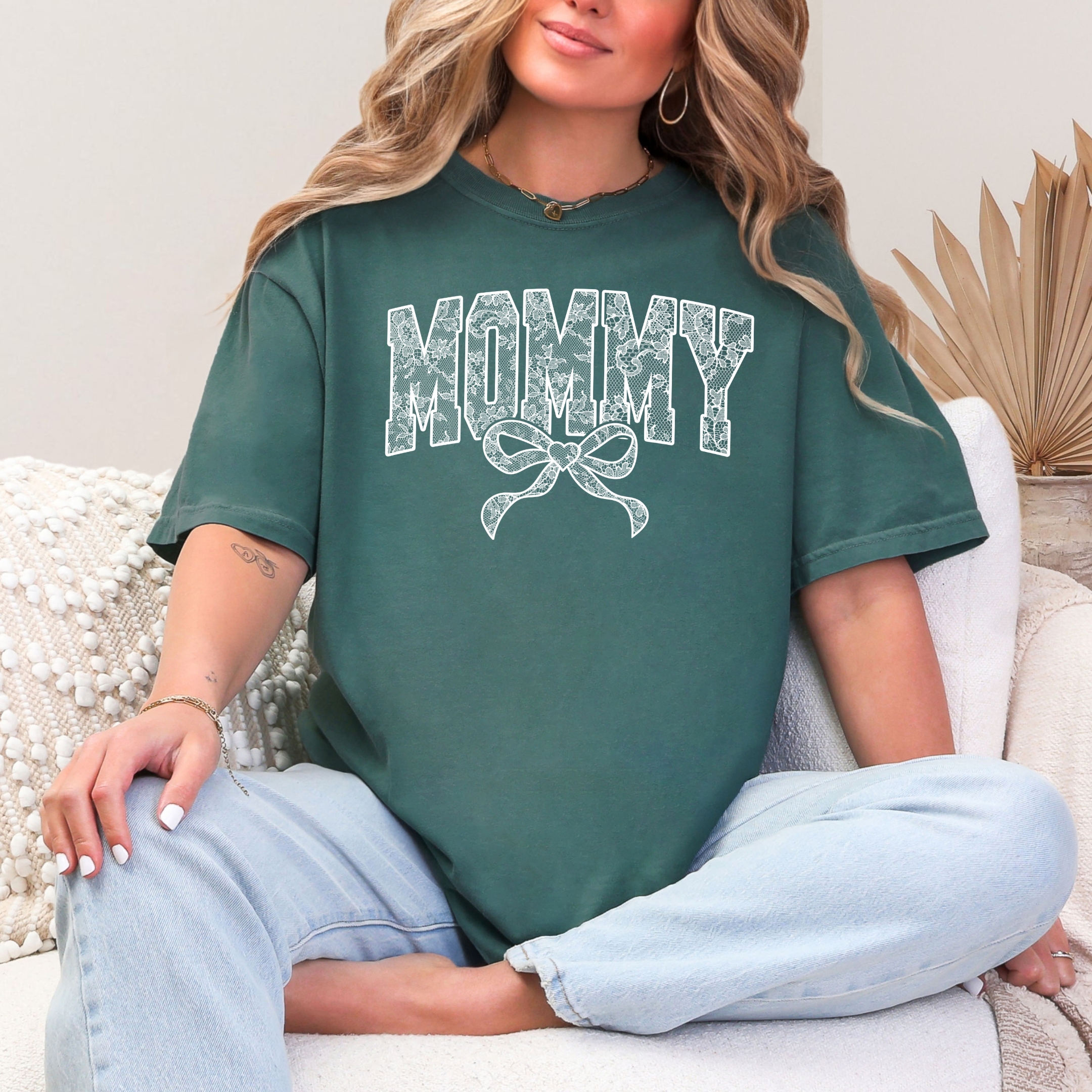 Lace Names Graphic Tee in Spruce-Womens-Stay Foxy Boutique, Florissant, Missouri