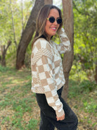 All Checkered Out Sweater in Four Colors-Womens-Stay Foxy Boutique, Florissant, Missouri