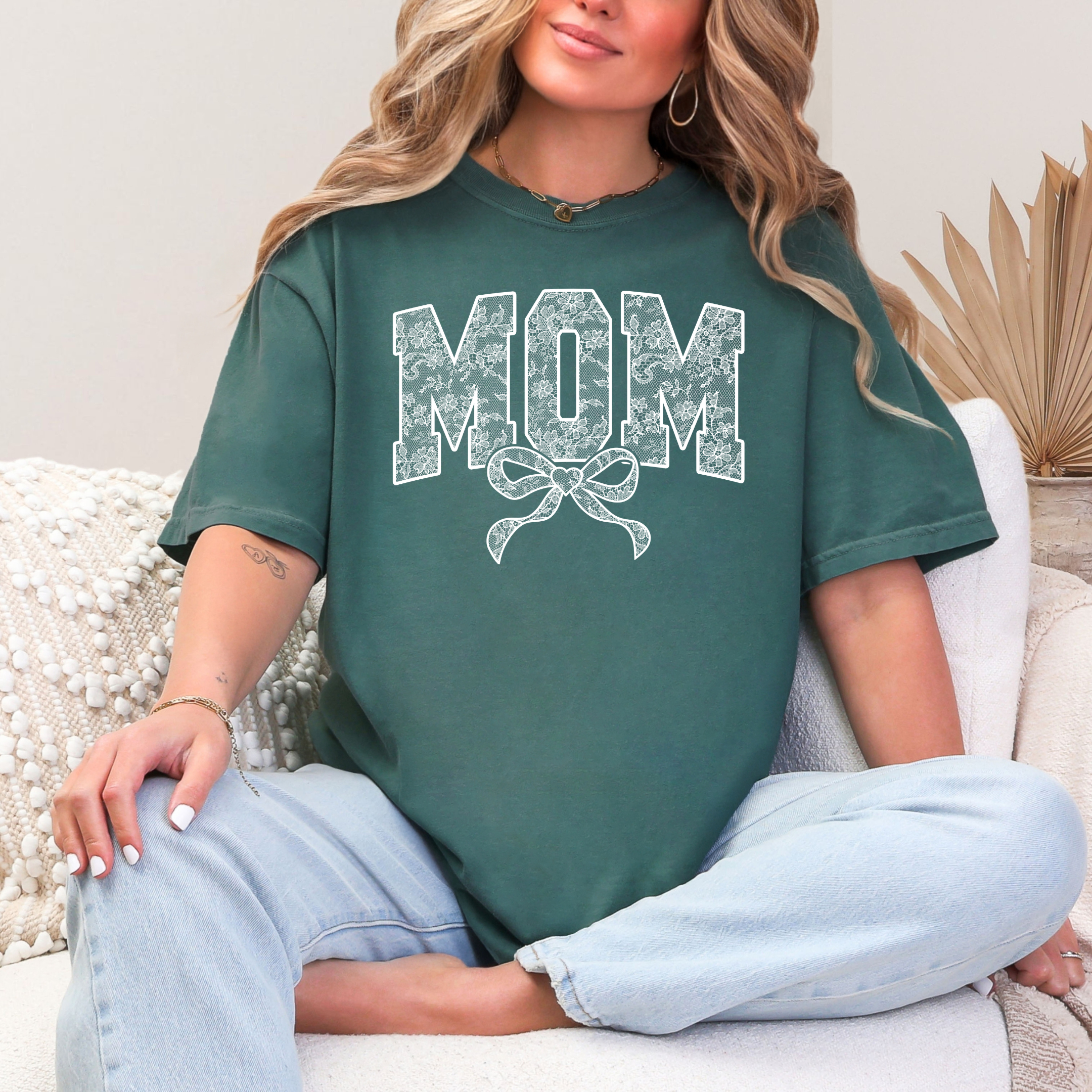Lace Names Graphic Tee in Spruce-Womens-Stay Foxy Boutique, Florissant, Missouri