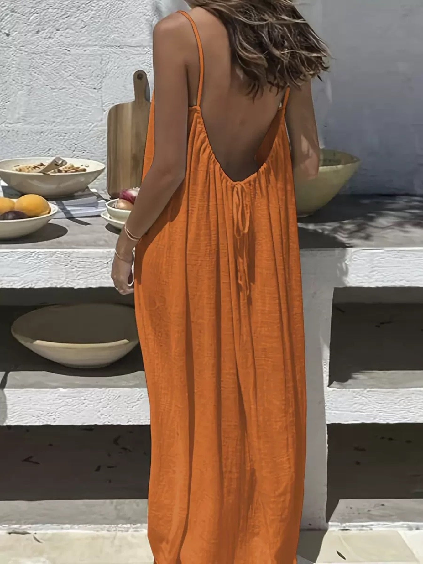 Full Size Backless Scoop Neck Maxi Dress Plus Size-Stay Foxy Boutique, Florissant, Missouri