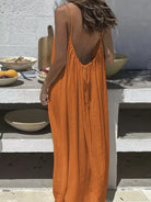 Full Size Backless Scoop Neck Maxi Dress Plus Size-Stay Foxy Boutique, Florissant, Missouri