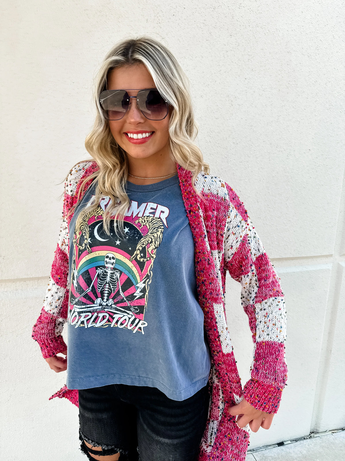 PREORDER: Checkered Miley Dot Cardigan in Four Colors-Womens-Stay Foxy Boutique, Florissant, Missouri