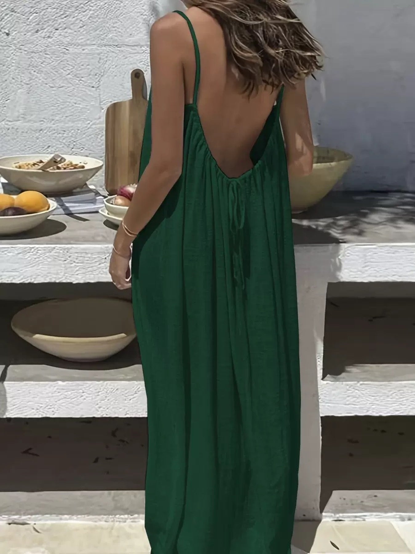 Full Size Backless Scoop Neck Maxi Dress Plus Size-Stay Foxy Boutique, Florissant, Missouri