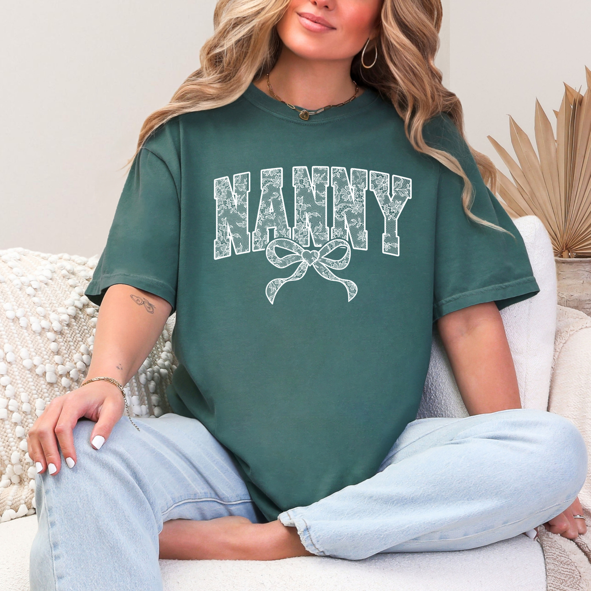 Lace Names Graphic Tee in Spruce-Womens-Stay Foxy Boutique, Florissant, Missouri