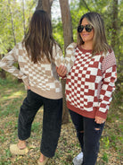 All Checkered Out Sweater in Four Colors-Womens-Stay Foxy Boutique, Florissant, Missouri
