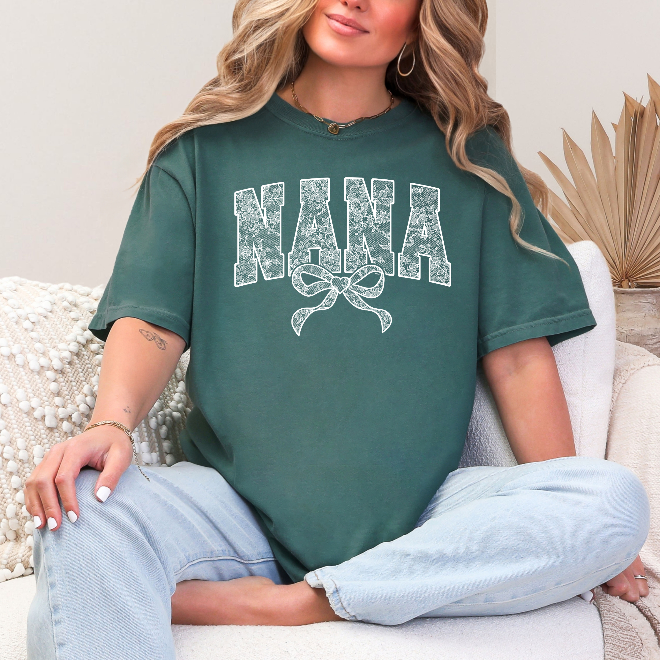 Lace Names Graphic Tee in Spruce-Womens-Stay Foxy Boutique, Florissant, Missouri